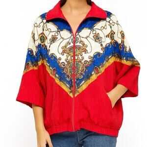 Vintage 1980s After All Nylon Print Short Sleeve Jacket Windbreaker M